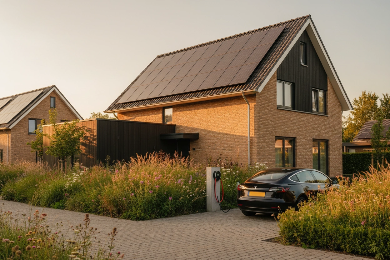 Modern woning met zonnepanelen